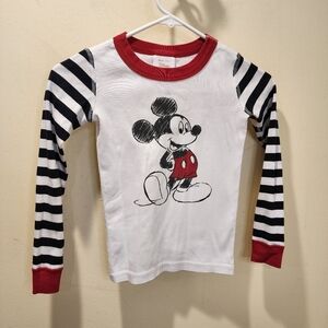 Hanna Anderson Disney Collection Kids Stripes Mickey Mouse Pajama Top size 6-7